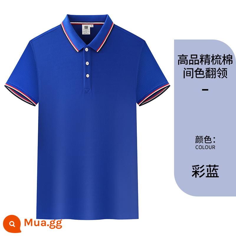 Quần áo làm việc tùy chỉnh T-shirt quần áo làm việc tùy chỉnh-thực hiện đội mùa hè cotton văn hóa quảng cáo áo POLO ngắn tay in LOGO - Loại D màu xanh