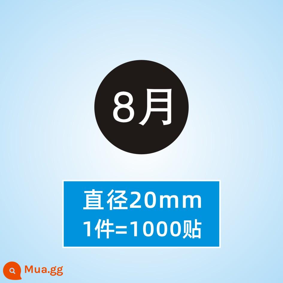 Hình dán nhãn tròn tháng 1-tháng 12 nhãn phân loại nhãn tự dính chất liệu hình tròn nhãn dán nhãn dán kỹ thuật số - Tháng 8 (1 miếng = 1000 miếng dán)