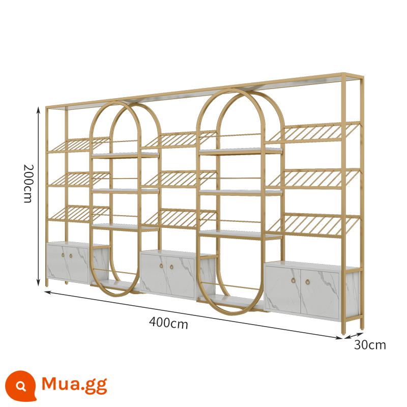 Phong Cách Châu Âu Vàng Sắt Giá Rượu Thanh Giá Từ Sàn Đến Trần Rượu Vang Đỏ Tủ Trưng Bày Giá Bảo Quản Nhà Tủ Rượu - Vàng 400*chiều rộng 30*200 chiều cao với ánh sáng khí quyển