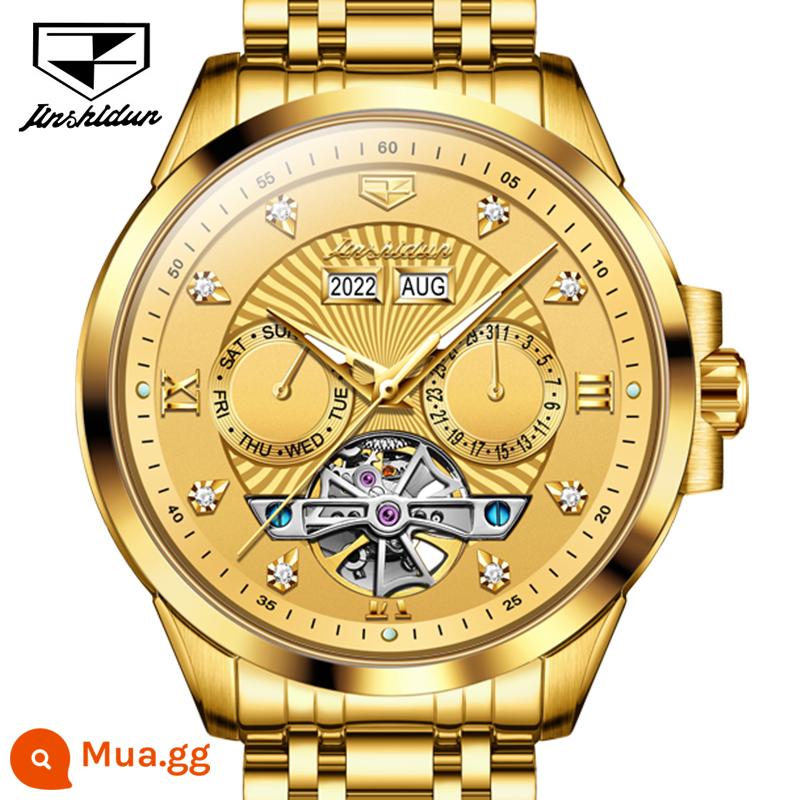 Thương Hiệu Chính Hãng Nam Đồng Hồ Cơ Tự Động Dây Thép Nam Đồng Hồ Thụy Sĩ Tourbillon Rỗng Chống Thấm Nước Top 10 Đồng Hồ - Dây đai thép mạ vàng toàn bộ (bảo hành 10 năm)