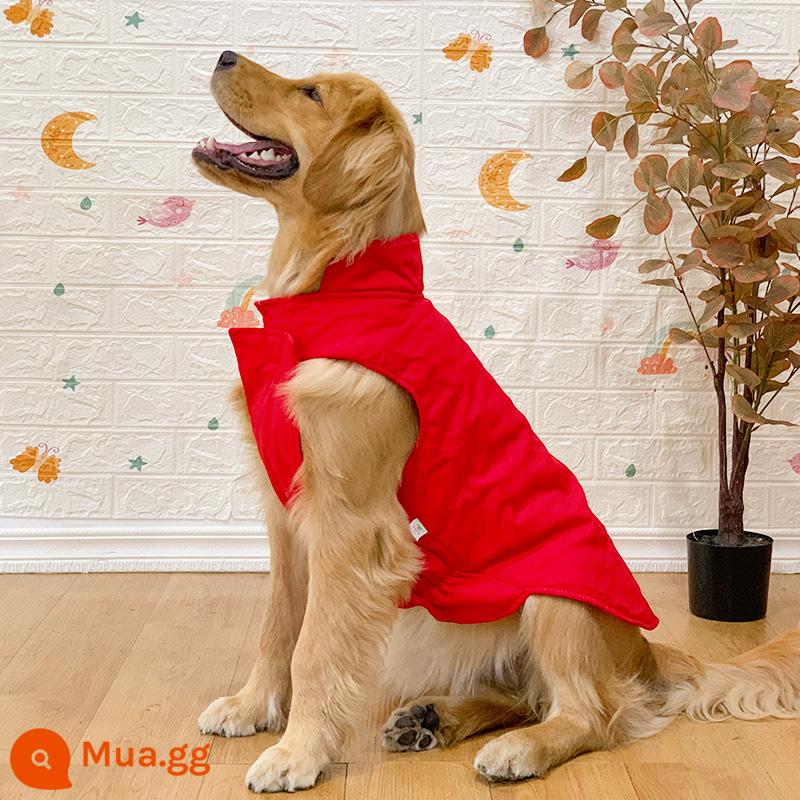 Quần áo cho chó lớn mùa xuân và mùa thu chống rụng lông Samoyed Labrador cho chó trung bình chó con lớn Golden Retriever quần áo mùa thu và mùa đông - (Quần áo cotton mùa xuân) Áo vest cotton màu đỏ