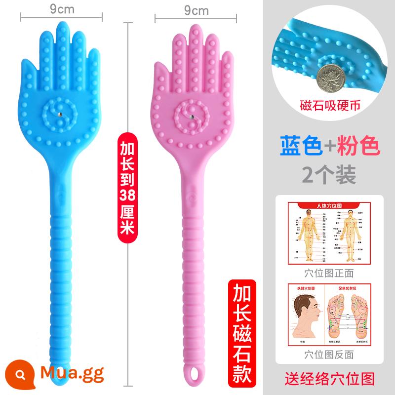 Kinh tuyến đánh silicone beater beater lưng beater beater dính sức khỏe gia đình massage chân búa vai không ma thuật công cụ - [Gói 2 phong cách nam châm] Bảng Palm Sha Sha – Xanh + Hồng