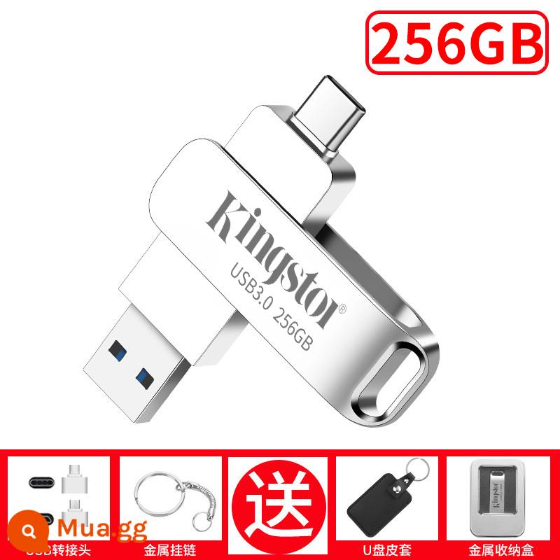 Ổ đĩa flash Jintuton đích thực 1000G Máy tính bảng Apple Android công dụng kép 256G bốn trong một dung lượng lớn 512G - [Mẫu Android TYPEC] Bạc 256G