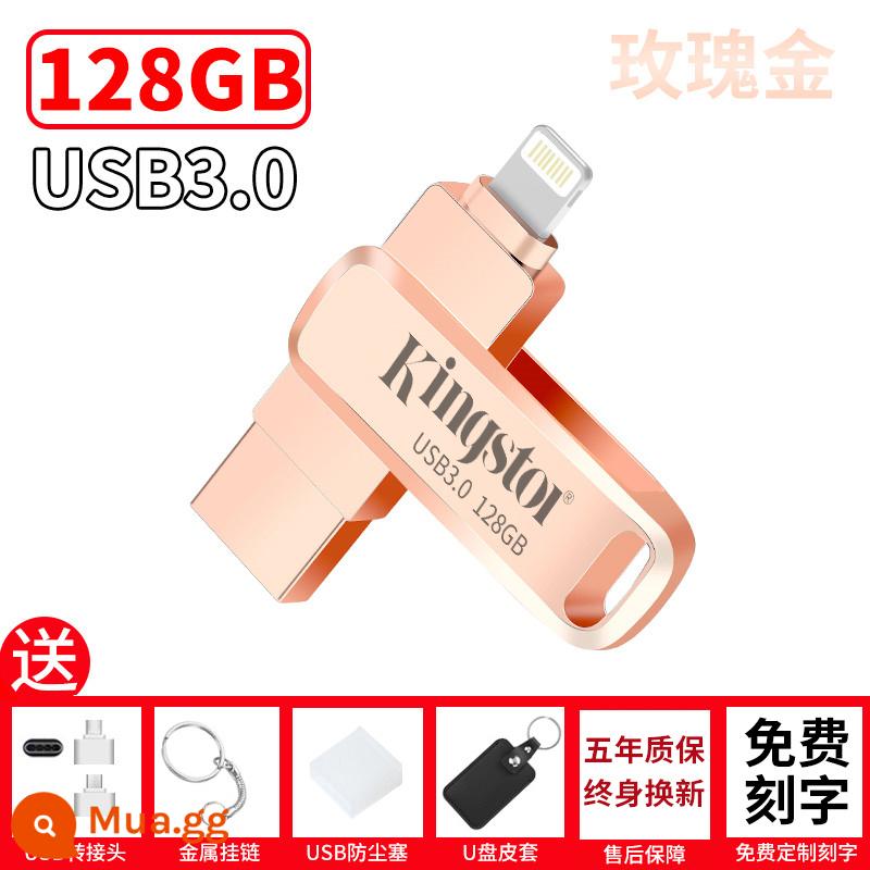 Ổ đĩa flash Jintuton đích thực 1000G Máy tính bảng Apple Android công dụng kép 256G bốn trong một dung lượng lớn 512G - [Phích cắm trực tiếp điện thoại Apple] Vàng hồng 128G