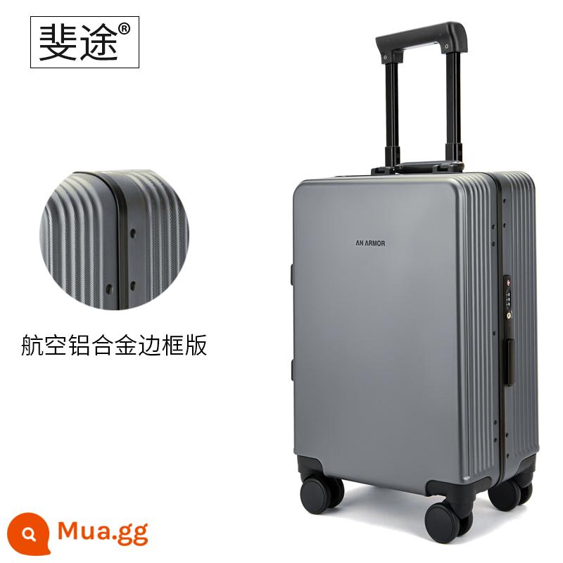 Hành lý đẹp và bền cho nữ, bánh xe vạn năng im lặng, vali xe đẩy nhỏ 20 inch cho nam 24 vali du lịch lên máy bay 26 - Màu xám thông dụng [khung giữa bằng hợp kim nhôm]