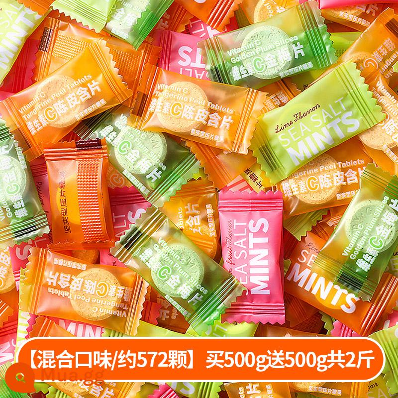 Zhen Liyou Muối biển Chanh dây Hương bạc hà Đường Vôi Đường Hơi thở thơm mát Vitamin C Vỏ quýt Kẹo Tết Nguyên đán - Mua 500g hương vị hỗn hợp được tặng 500g (tổng cộng khoảng 572 miếng cho 2 pound)