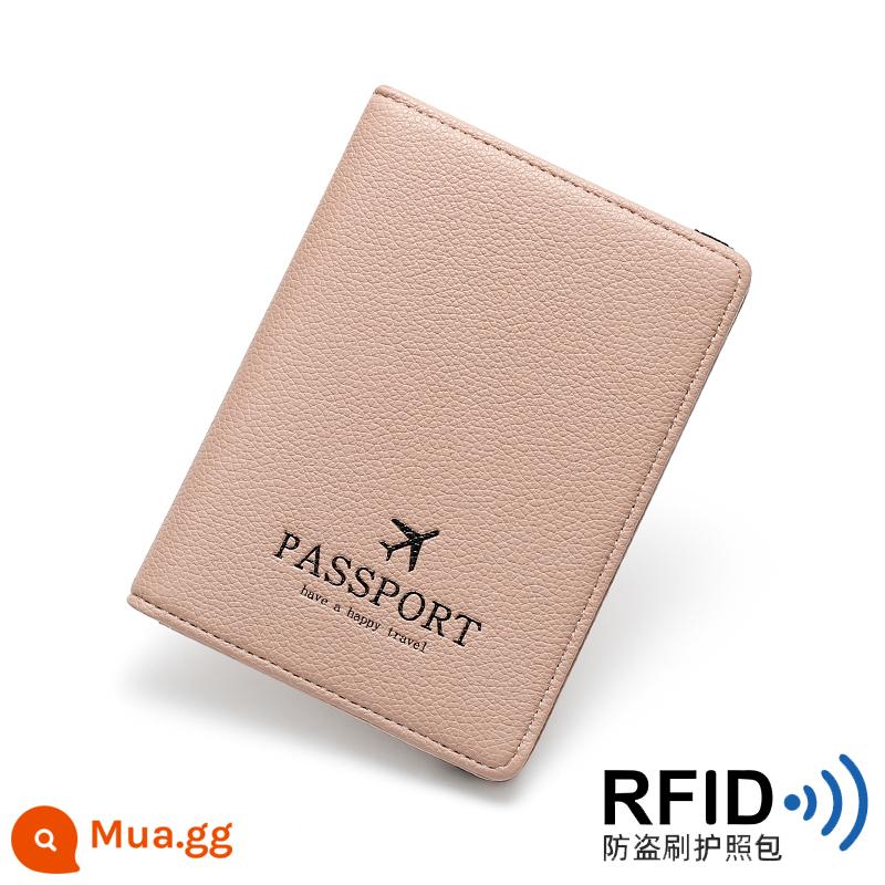 Ví đựng hộ chiếu nữ 2022 mới thời trang nữ đựng hộ chiếu rfid chống thẻ từ bảo vệ bao đựng tài liệu đựng hộ chiếu túi đựng hộ chiếu - Hồng