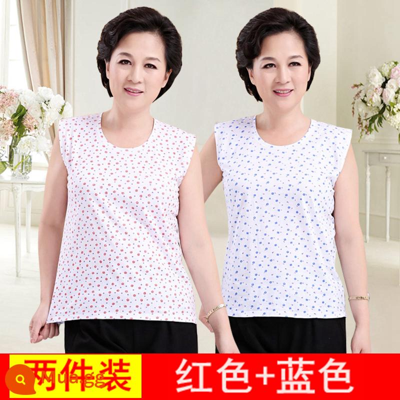 Áo vest nữ trung niên và cao tuổi cotton nguyên chất rời bà già bà nội bông mẹ đồ lót người già áo lót mùa hè phần mỏng - 2 miếng cotton nguyên chất [đỏ + xanh]