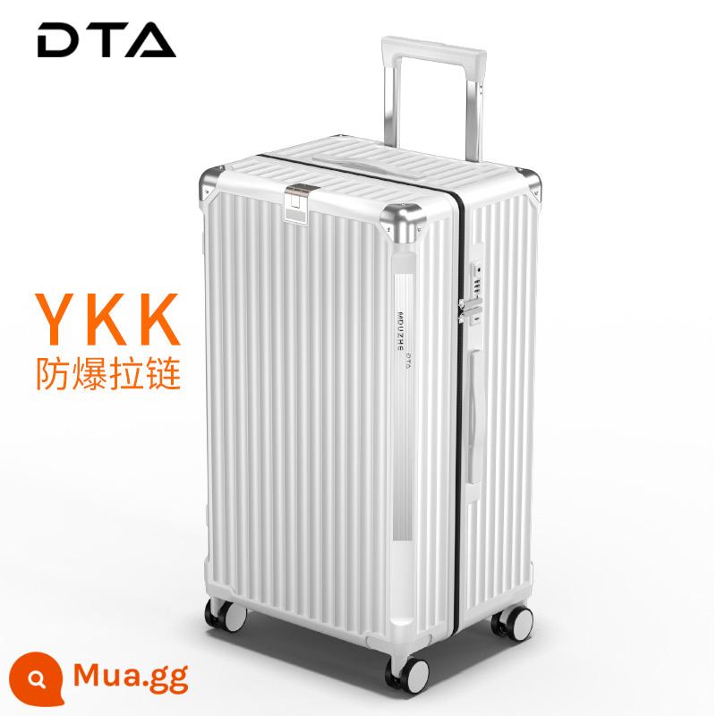 Hộp xe đẩy hành lý 30 inch DTA của Nhật Bản cho nữ 2022 vali mới mạnh mẽ và bền cho nam sức chứa lớn 28 inch - Màu trắng ngà-Dây kéo YKK kiểu chống cháy nổ