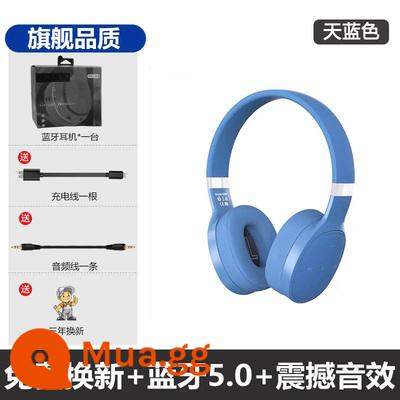 Tai nghe Bluetooth Yibai gắn trên đầu không dây, âm thanh ma thuật, thời lượng pin siêu dài mới, loa siêu trầm chống ồn trò chơi thể thao dành cho nam và nữ - Phiên bản cuối cùng màu xanh