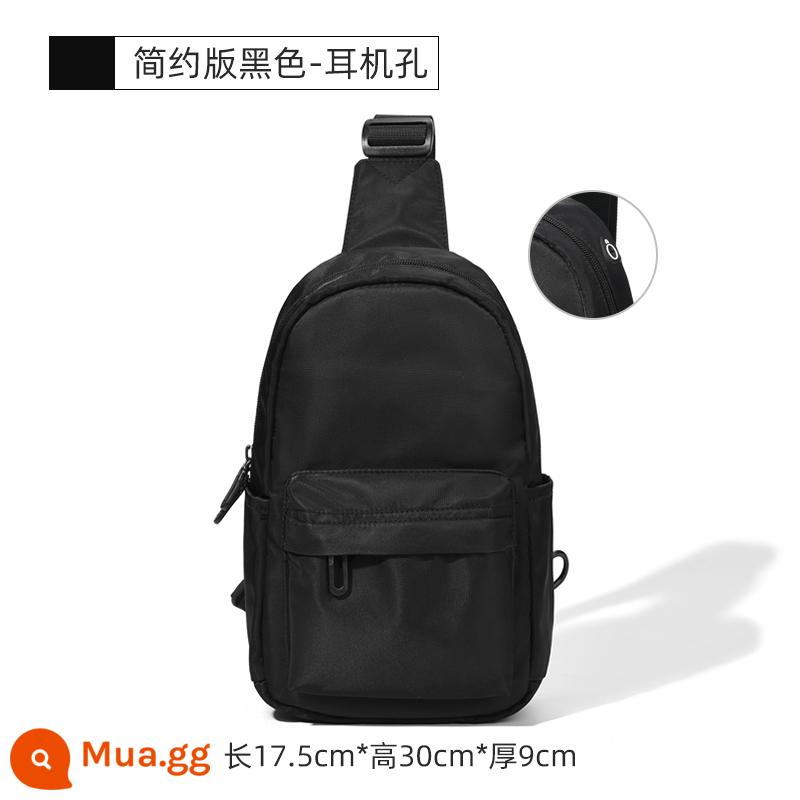 BƯỚC ĐIỀU KHOẢN MESSENGE MESSENGER TAG CASUAL Túi ngực Summer Bag Bag Tide Thể thao Thể thao nam - Màu đen [phiên bản đơn giản không có logo] có giắc cắm tai nghe ở mặt sau