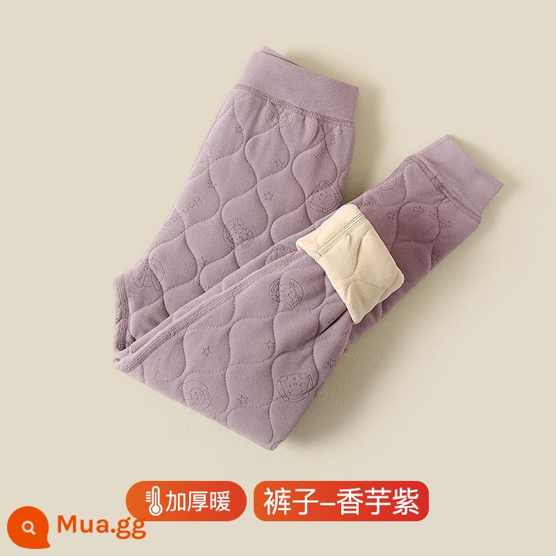 Đồng phục hiện vật trẻ em bông áo lót bên trong mùa đông nhung dày ấm áo quần áo cotton bé gái làm nóng quần áo và quần - [Tím] Quần giả đồng phục học sinh bằng len, chịu lạnh -20oC