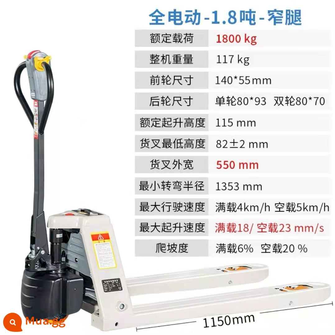 Xe nâng thủy lực chạy hoàn toàn bằng điện Heli Hangcha 1,5 tấn 2 tấn tự động nâng pin lithium máy kéo gia súc trên mặt đất - Pin lithium 1,8 tấn chạy điện hoàn toàn model 550 (Hangcha)