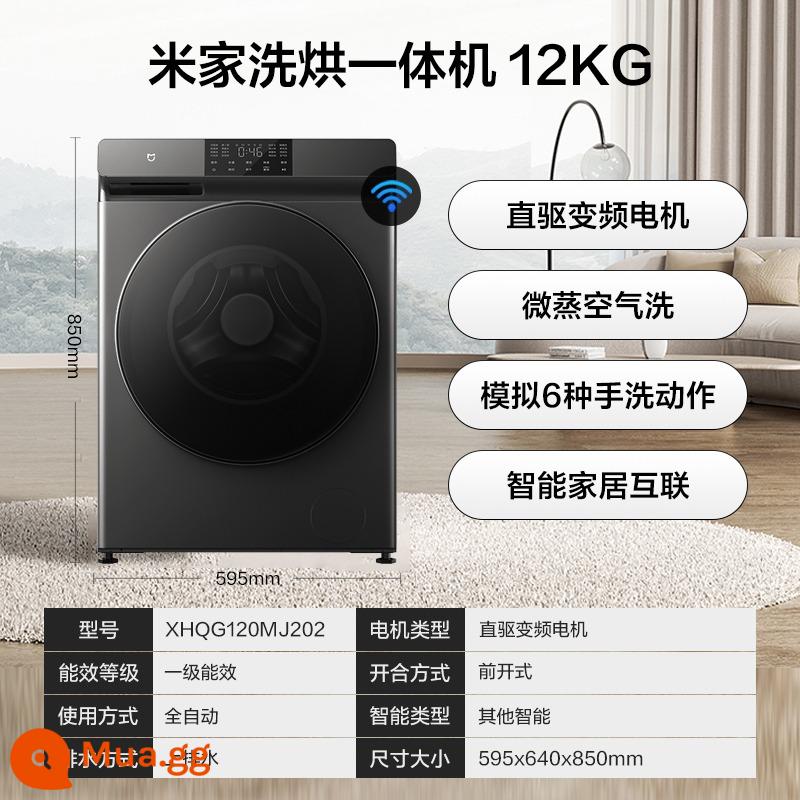 Máy giặt bánh xe sóng Xiaomi Mijia 10kg kg hoàn toàn tự động cho ngôi nhà thông minh công suất lớn loại bỏ và rửa sạch mạt bụi Tất cả - Mijia Gội và Sấy Tất Cả Tóc Thẳng Micang Màu Xám Titan 12Kg