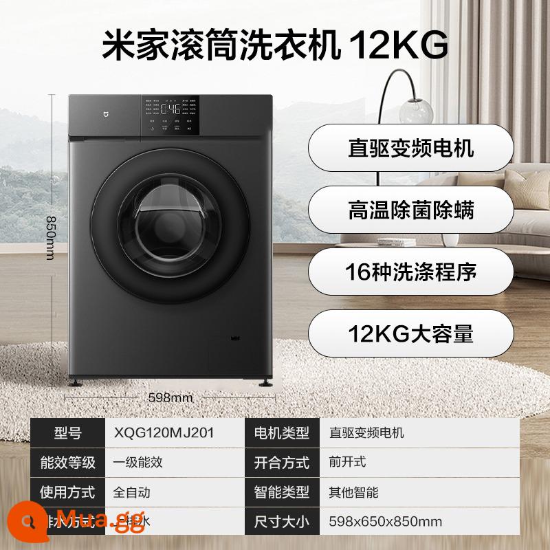 Máy giặt bánh xe sóng Xiaomi Mijia 10kg kg hoàn toàn tự động cho ngôi nhà thông minh công suất lớn loại bỏ và rửa sạch mạt bụi Tất cả - Máy giặt trống truyền động trực tiếp Mijia 12Kg hợp kim titan gạo xám kho tóc thẳng