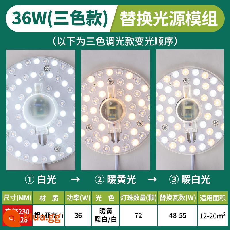 NVC chiếu sáng đèn trần LED bấc đèn thay thế bảng tròn hút từ dải đèn dải tiết kiệm năng lượng bóng đèn nguồn sáng mô-đun bảng đèn - Đèn chiếu sáng ba tông màu [tròn] 36W