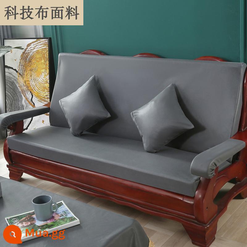 Đệm sofa gỗ đặc màu đỏ có tựa lưng một mảnh phù hợp với ghế mùa xuân và mùa thu kiểu cũ Thảm chống trượt của Trung Quốc cho tất cả các mùa - Công nghệ màu xám