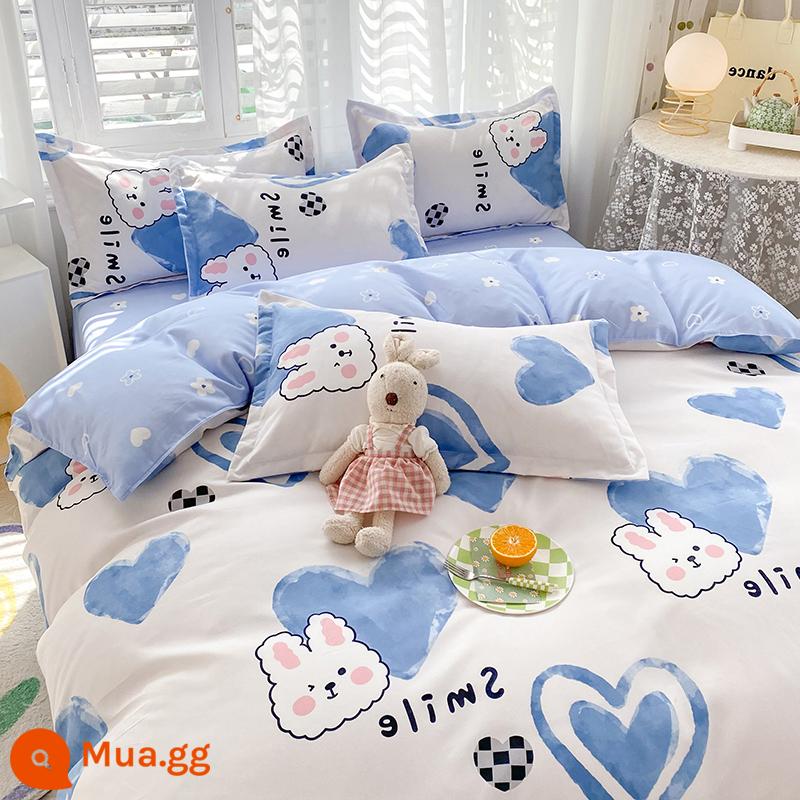 Ins Giường Cotton Nguyên Chất Bộ 4 Món 100 Cotton Nhỏ Tươi Trẻ Em Ga Trải Giường Vỏ Chăn Ga Gối Ký Túc Xá Chần Gòn Bộ 3 - Gấu Y