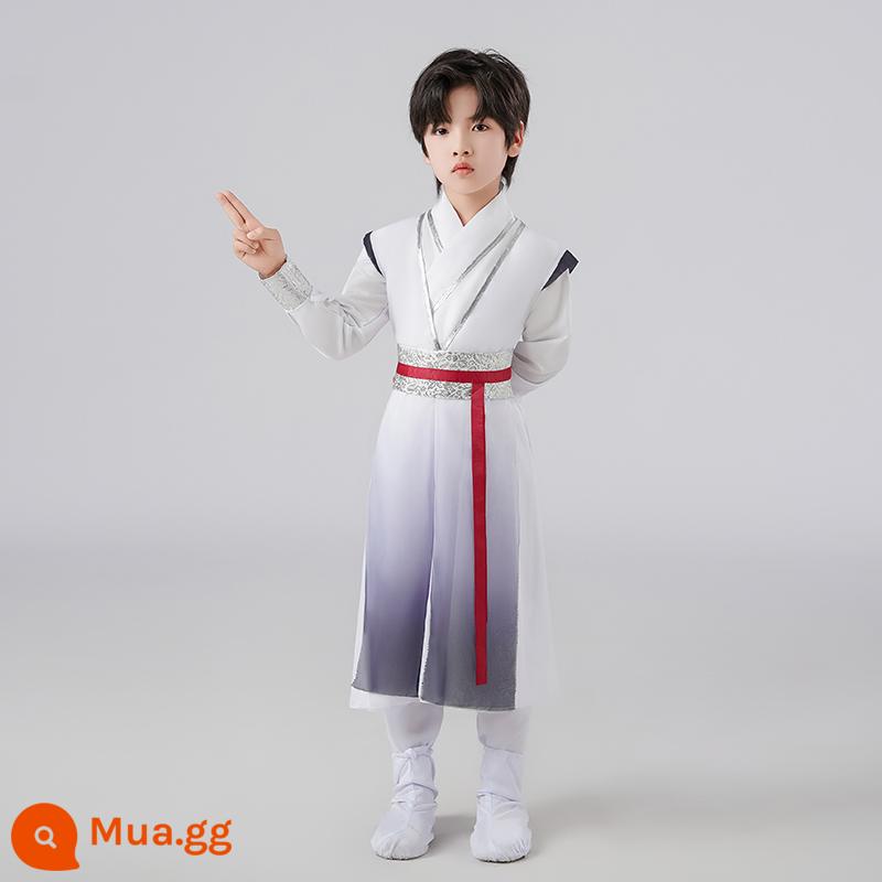 Quần áo trường học quốc gia dành cho trẻ em Hanfu Nam sinh mùa hè Trang phục kinh ba nhân vật Cô gái Ngày thiếu nhi Tang Suit Học sinh tiểu học Sách trẻ em Trang phục cổ đại - Đồng phục học sinh Trung Quốc và Hanfu nam màu đen tuyền có kèm bao giày miễn phí