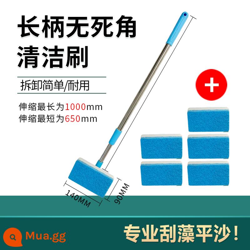 Bàn chải bể cá làm sạch tay cầm dài không có góc chết tảo làm sạch hiện vật bức tường bên trong dụng cụ làm sạch bể cá bàn chải tảo cạp - Bàn chải dạng ống lồng đầu vuông (độ dày tiêu chuẩn) 55-95cm + 5 bông thay thế