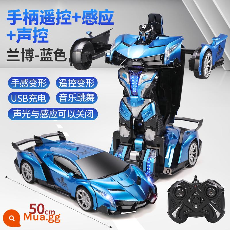 Cử chỉ cảm ứng biến dạng xe ô tô điều khiển từ xa sạc trôi đua King Kong robot trẻ em cậu bé đồ chơi ô tô quà tặng - Big Mac 3 điều khiển 50cm - sơn xanh (điều khiển âm thanh + cảm giác + tay cầm điều khiển từ xa)