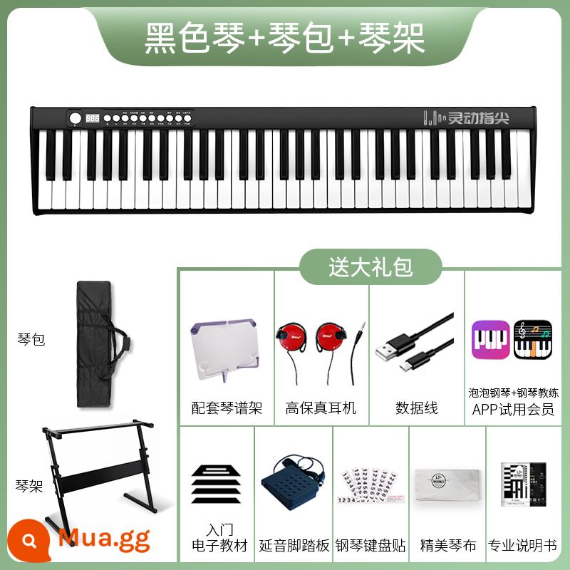 Đầu ngón tay thông minh E -Piano Người mới bắt đầu Người lớn Trẻ em Nhập học -Giáo viên mầm non đặc biệt cho 61 hộ gia đình piano điện tử quan trọng - Flagship Black [có Bluetooth] + Túi nhạc + Đế nhạc + Đế nhạc