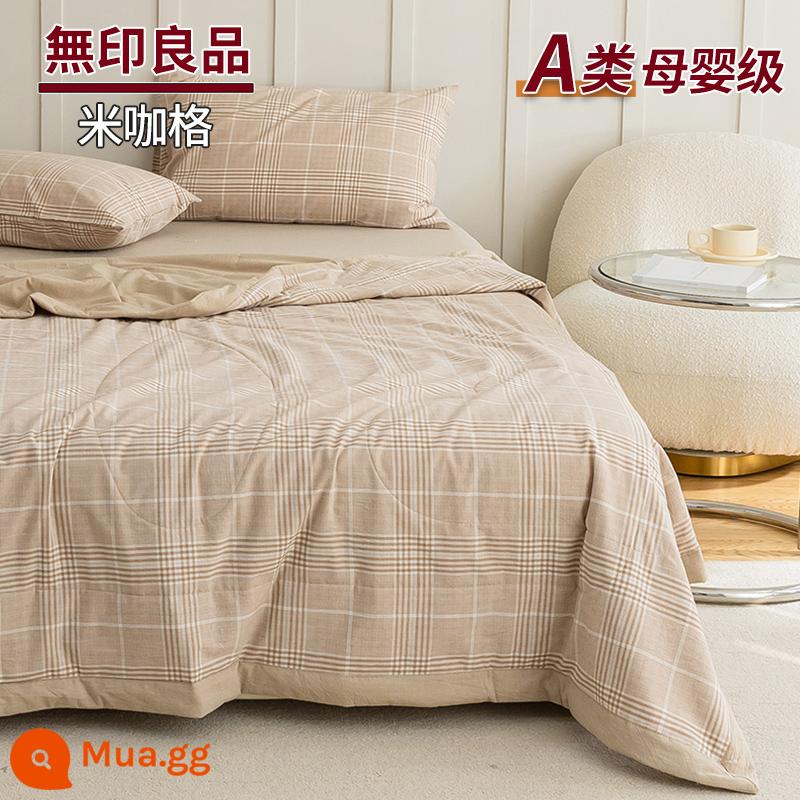 MUJI cotton cotton có thể giặt được chăn mỏng mùa hè chăn bông nguyên chất thoáng mát chăn bốn món điều hòa không khí chăn mùa hè có thể giặt bằng máy - Mikag [100% Cotton Loại A dành cho bà mẹ và trẻ sơ sinh]