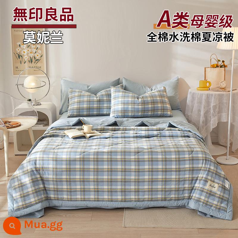 MUJI cotton cotton có thể giặt được chăn mỏng mùa hè chăn bông nguyên chất thoáng mát chăn bốn món điều hòa không khí chăn mùa hè có thể giặt bằng máy - Monilan [100% Cotton Loại A dành cho bà mẹ và trẻ sơ sinh]