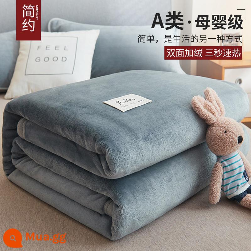 Muji San Hô Chăn Sofa Chăn Dép Nỉ Ngủ Trưa Văn Phòng Chăn Dày Sang Trọng Mùa Đông Tờ - Màu xám bạc