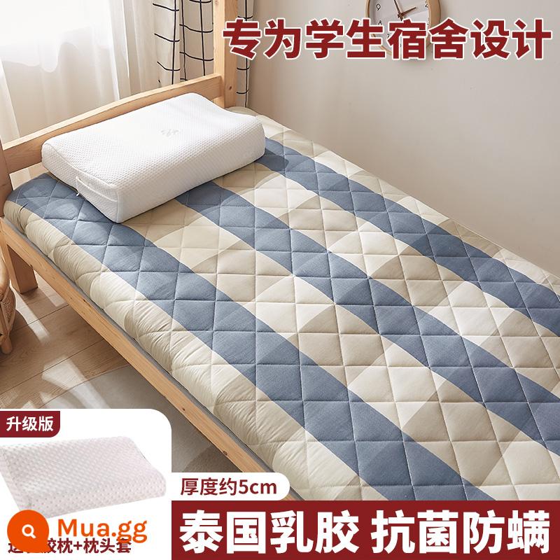 Nệm bông MUJI ký túc xá sinh viên trường đại học đệm đơn bộ trải giường tatami đặc biệt - Kẻ sọc xanh xám 5cm-[Miễn phí loại gối, vải cotton loại A]