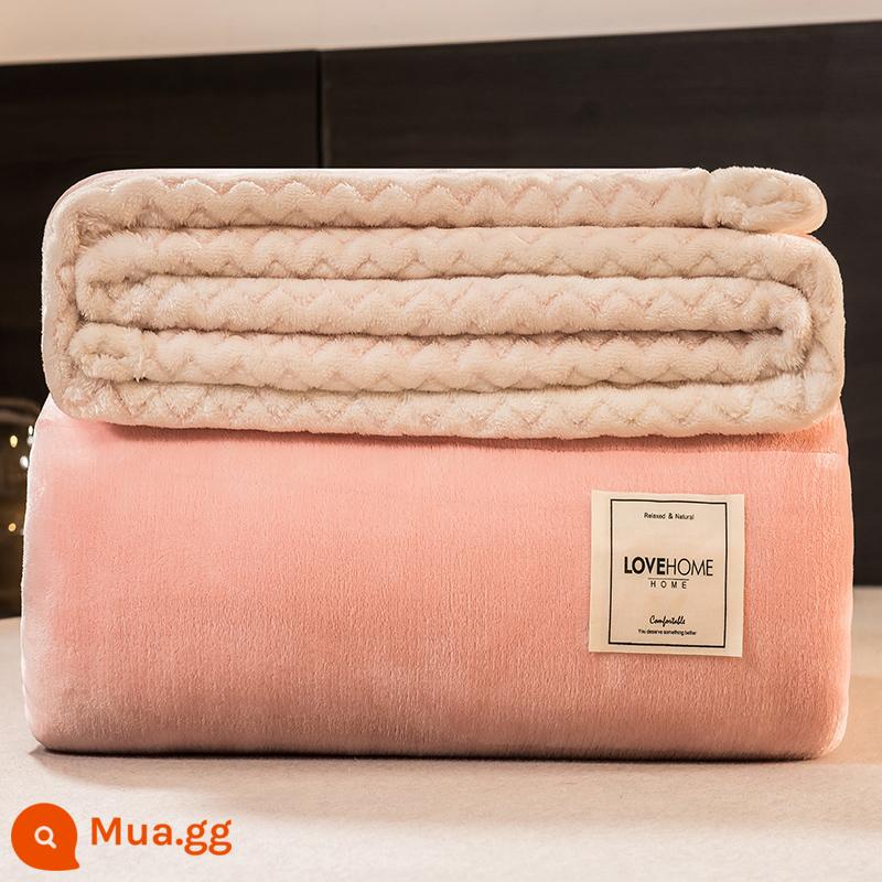 MUJI San Hô Chăn Dày Mùa Đông Chần Gòn Thịt Cừu Nhung 2 Lớp Bọc Sofa Chăn Ngủ Trưa Văn Phòng Chăn - Hồng + trắng - phong cách dày dặn và ấm áp