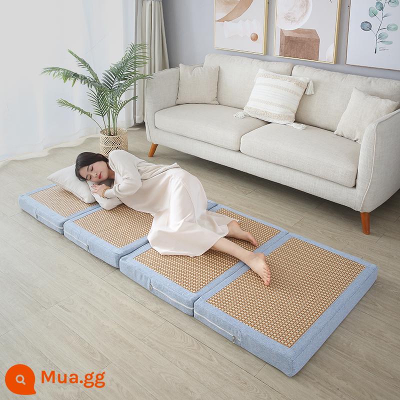 Gấp chiếu tatami để chơi đệm sàn ký túc xá sinh viên đệm mùa đông nghỉ trưa thảm ngủ hộ gia đình xốp trải sàn - Màu xanh nhạt và màu nho nhạt (có thể tháo rời và giặt bằng túi đựng)