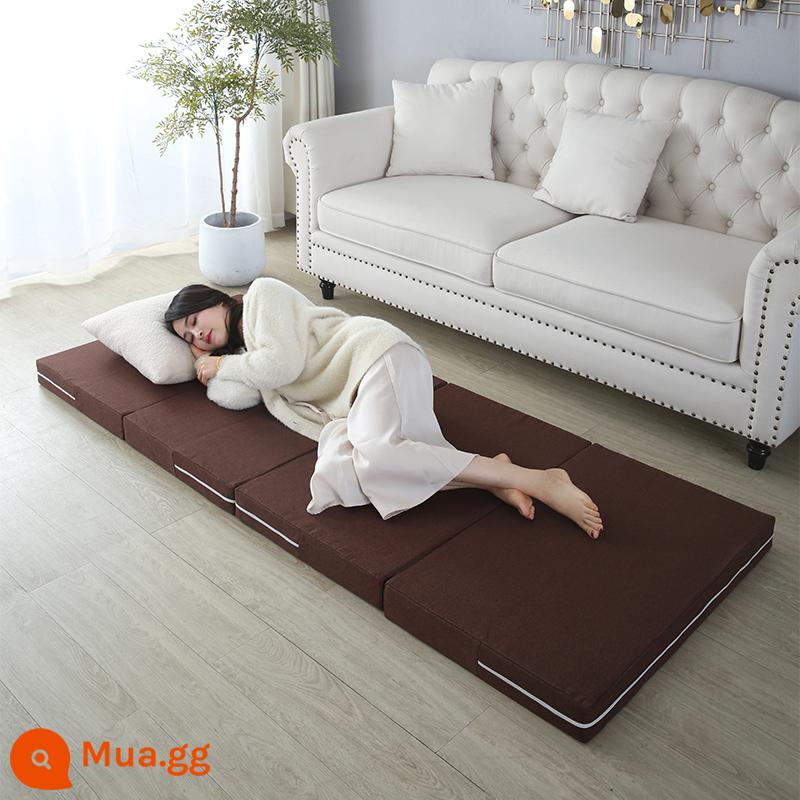 Gấp chiếu tatami để chơi đệm sàn ký túc xá sinh viên đệm mùa đông nghỉ trưa thảm ngủ hộ gia đình xốp trải sàn - Màu cà phê đậm (có thể tháo rời và giặt bằng túi đựng)