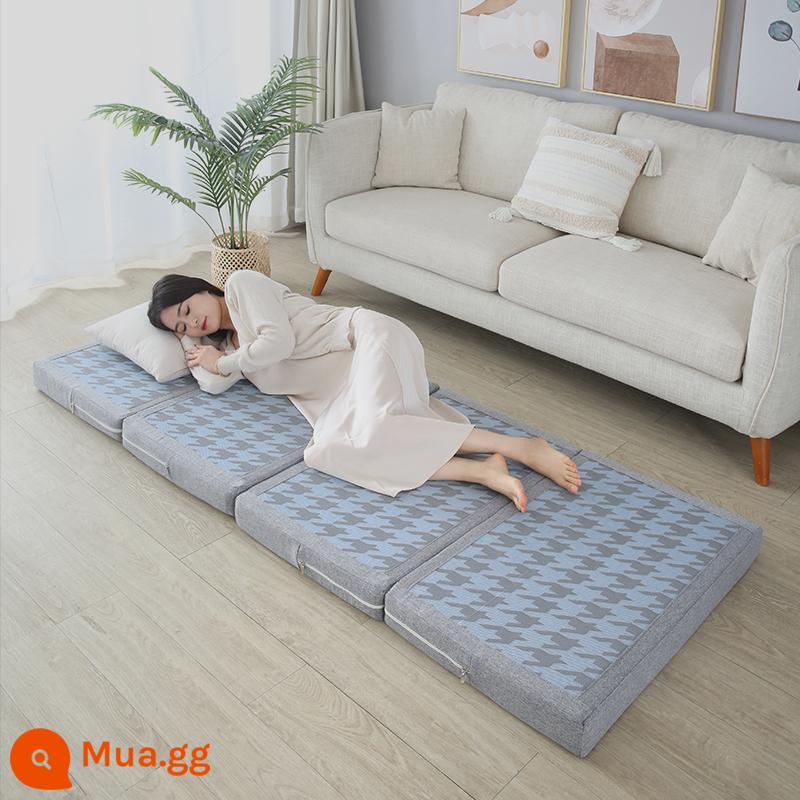 Gấp chiếu tatami để chơi đệm sàn ký túc xá sinh viên đệm mùa đông nghỉ trưa thảm ngủ hộ gia đình xốp trải sàn - Lụa băng màu xám nhạt (có thể tháo rời và giặt bằng túi đựng)