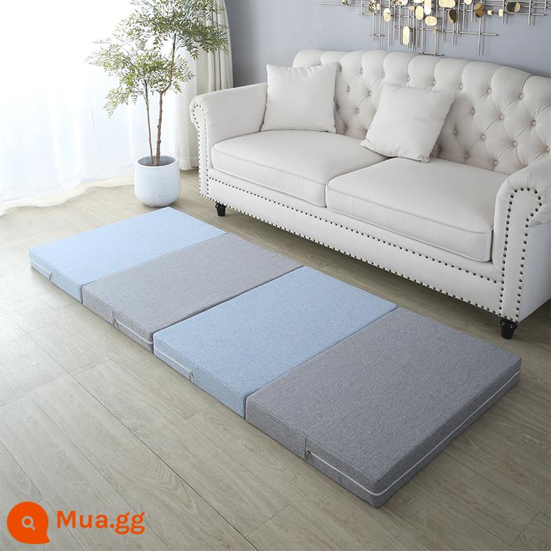 Gấp chiếu tatami để chơi đệm sàn ký túc xá sinh viên đệm mùa đông nghỉ trưa thảm ngủ hộ gia đình xốp trải sàn - Hỗn hợp màu xanh nhạt + xám nhạt (có thể tháo rời và giặt bằng túi đựng)