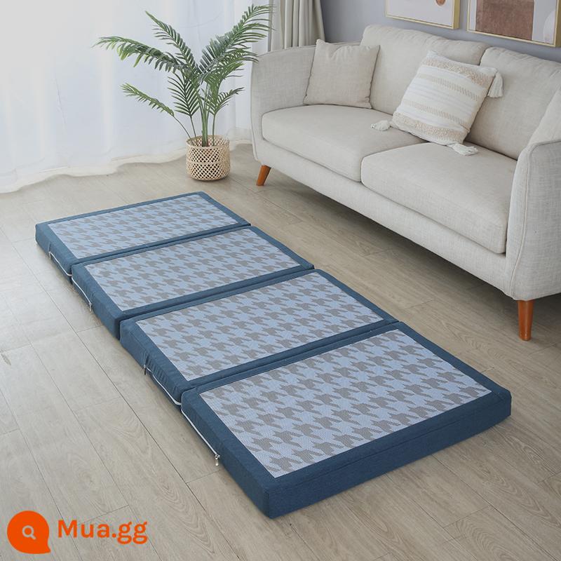 Gấp chiếu tatami để chơi đệm sàn ký túc xá sinh viên đệm mùa đông nghỉ trưa thảm ngủ hộ gia đình xốp trải sàn - Hồ băng lụa xanh (có thể tháo rời và giặt bằng túi đựng)