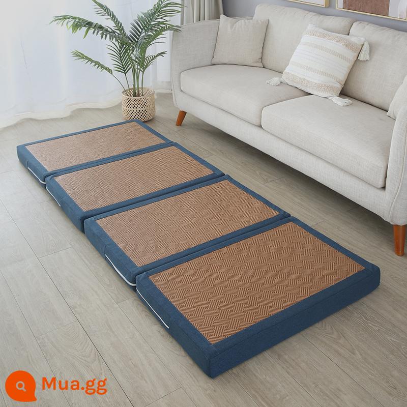 Gấp chiếu tatami để chơi đệm sàn ký túc xá sinh viên đệm mùa đông nghỉ trưa thảm ngủ hộ gia đình xốp trải sàn - Màu xanh hồ và mây đen (có thể tháo rời và giặt bằng túi đựng)