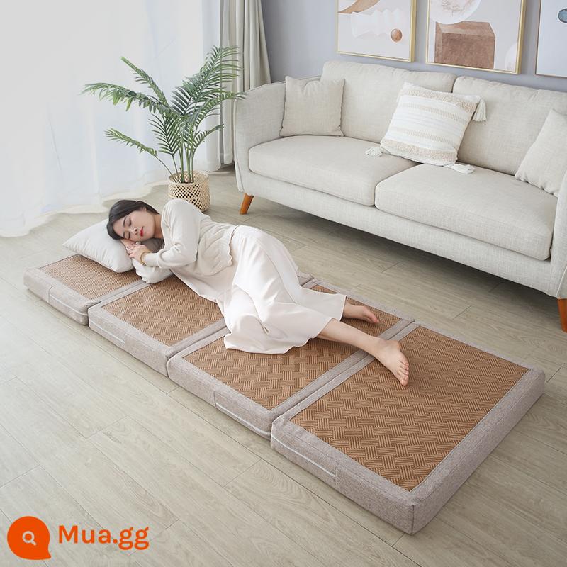 Gấp chiếu tatami để chơi đệm sàn ký túc xá sinh viên đệm mùa đông nghỉ trưa thảm ngủ hộ gia đình xốp trải sàn - Kaki màu nho đậm (có thể tháo rời và giặt bằng túi đựng)