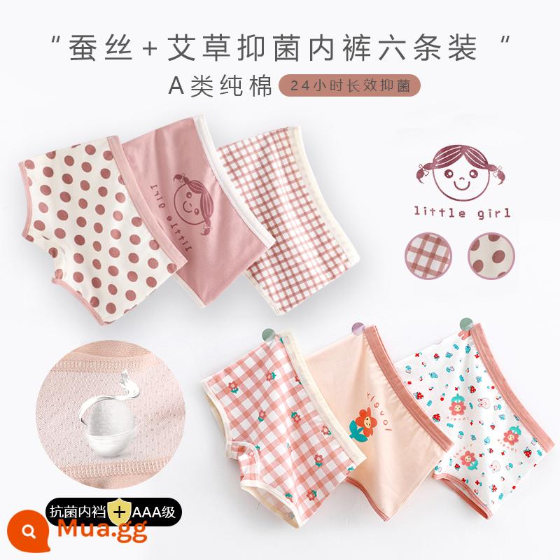 Quần lót bé gái cotton nguyên chất boxer Phong cách năm mới bé gái quần đùi tam giác bé trung và lớn trẻ em năm con thỏ quần đỏ - Quần lót boxer Smiley+Sunflower#Kháng khuẩn 6 gói