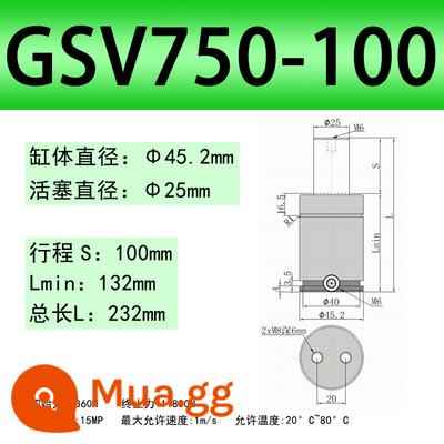 Khuôn ô tô TUGSK R12 GSV Nitơ/Lò xo khí Xi lanh Nitơ /K/X/U Lò xo khí dập - xanh nhạt 750-0100