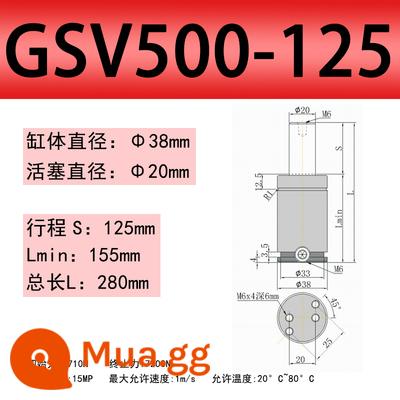 Khuôn ô tô TUGSK R12 GSV Nitơ/Lò xo khí Xi lanh Nitơ /K/X/U Lò xo khí dập - Vàng 500-0125