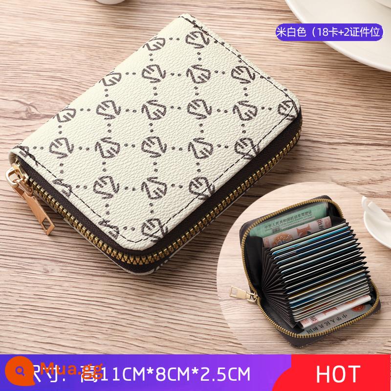 Houndstooth 2022 túi đựng thẻ chống khử từ bằng lái xe mới cho nữ mô hình nổ nhỏ và tinh tế cao cấp nhiều khe cắm thẻ dung lượng lớn - Mẫu SS trắng nhạt [18 khe cắm thẻ]