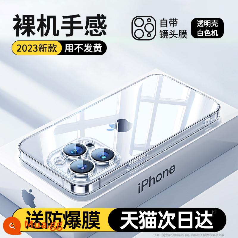 Pinsheng phù hợp với vỏ điện thoại di động iPhone14 mới Apple 13ProMax trong suốt Vỏ bảo vệ 12Pro silicone Plus màng ống kính khép kín chống rơi bao gồm tất cả siêu mỏng Cảm giác ip cao cấp dành cho nữ và nam - [Vỏ trong suốt màu trắng] Phục hồi làn da trần ◆ Không bị ố vàng sau khi sử dụng ◆ Nhẹ và chống rơi