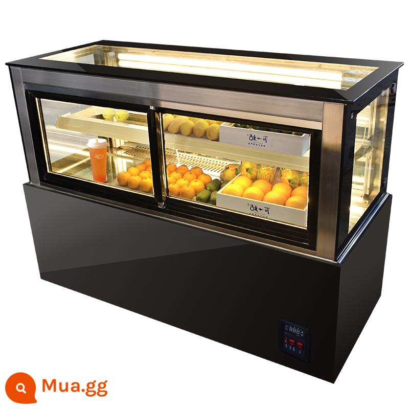 Tủ trưng bày bánh tủ lạnh mousse tủ đông bảo quản trái cây tủ trưng bày thương mại máy tính để bàn nhỏ tráng miệng uống tủ - Cửa trước để bàn 1,2m màu đen