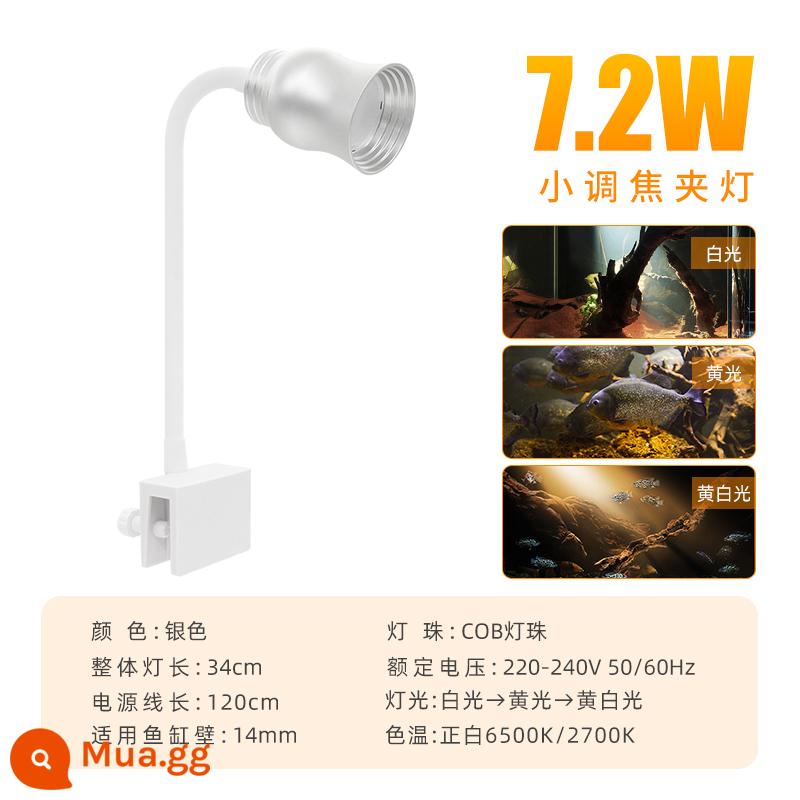 Bể Nam Mỹ đèn rọi bể cá cảnh quan chiếu sáng đặc biệt zoom led chống nước siêu sáng kẹp đèn nước cỏ điện rồng bản địa - [Giảm Giá Xả Hàng] Đèn Kẹp Bạc 7.2W - Đèn đổi màu vàng trắng Chỉ 50 chiếc đến khi hết hàng