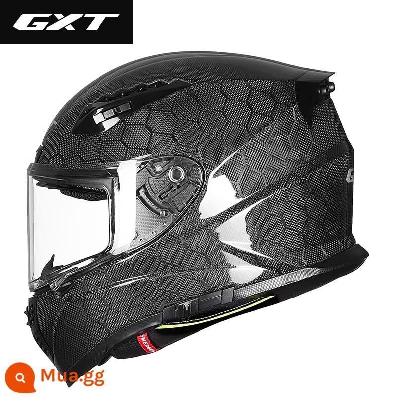 GXT Sợi Carbon Xe Máy Full Mũ Bảo Hiểm Mũ Bảo Hiểm Đôi Ống Kính Mùa Đông Ấm Họa Tiết Con Rắn Xe Máy Chống Sương Mù Nam Nữ Đuôi Lớn - Sợi carbon rắn