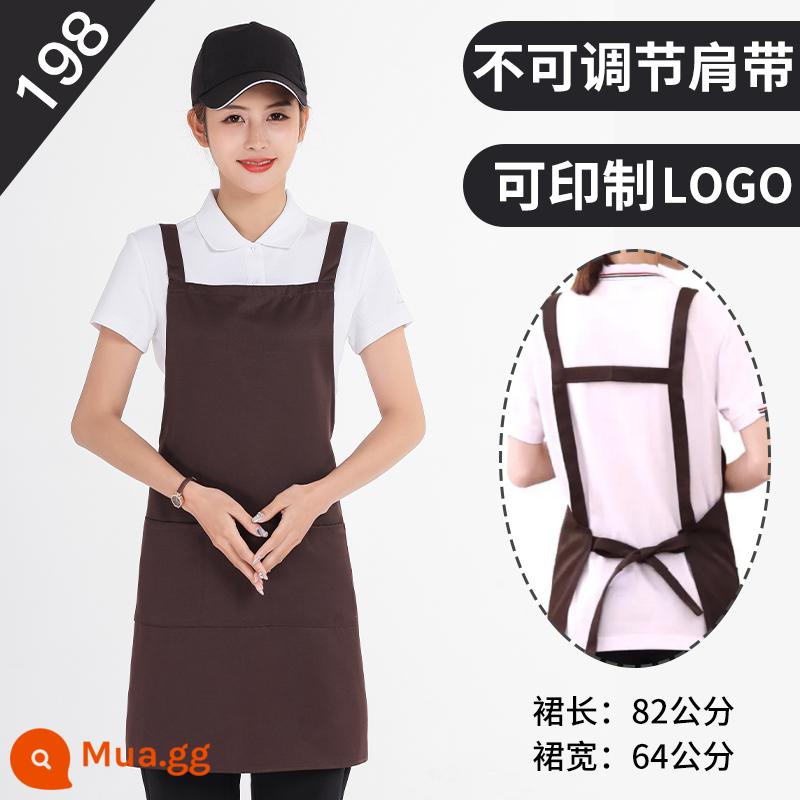 Tạp dề tùy chỉnh in logo quần áo làm việc cotton nguyên chất dành cho nữ đặt làm nhà bếp thương mại tạp dề nhà hàng chống thấm nước và dầu cho nam - 198 màu cà phê (chống nước)