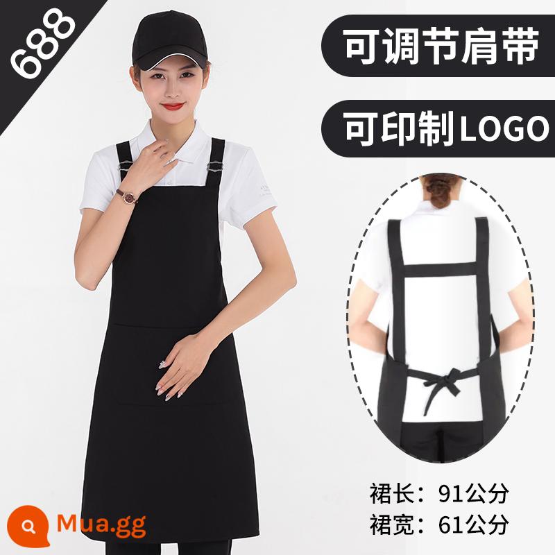 Tạp dề tùy chỉnh in logo quần áo làm việc cotton nguyên chất dành cho nữ đặt làm nhà bếp thương mại tạp dề nhà hàng chống thấm nước và dầu cho nam - 688 bông đen chống thấm nước