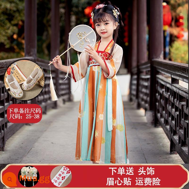 Hanfu Bé Trai Và Bé Gái Trang Phục Cổ Xưa 2023 Đồng Phục Học Sinh Trung Quốc Mới Cho Trẻ Em Trang Phục Biểu Diễn Tết Trung Thu Phong Cách Cổ Xưa Bộ Đồ Mùa Thu Siêu Cổ Tích - Ranhua-áo ngắn tay + giày nữ (vui lòng lưu ý kích thước khi đặt hàng)