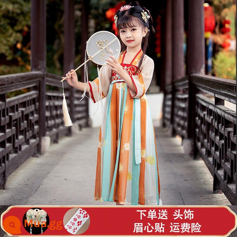 Hanfu Bé Trai Và Bé Gái Trang Phục Cổ Xưa 2023 Đồng Phục Học Sinh Trung Quốc Mới Cho Trẻ Em Trang Phục Biểu Diễn Tết Trung Thu Phong Cách Cổ Xưa Bộ Đồ Mùa Thu Siêu Cổ Tích - Ranhua-tay áo ngắn của phụ nữ